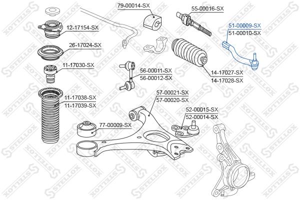 Stellox 51-00009-SX Tie rod end left 5100009SX: Buy near me in Poland at 2407.PL - Good price!