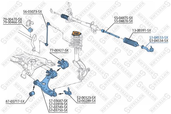 Stellox 51-04533-SX Наконечник рульової тяги лівий 5104533SX: Приваблива ціна - Купити у Польщі на 2407.PL!