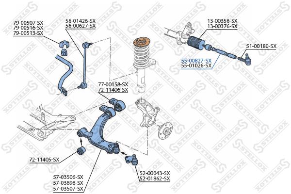 Stellox 55-00827-SX Inner Tie Rod 5500827SX: Buy near me in Poland at 2407.PL - Good price!