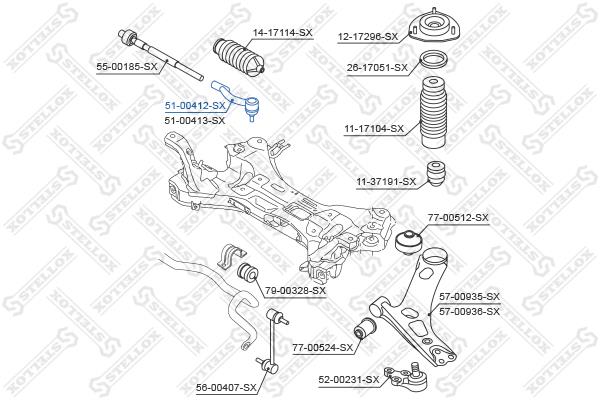 Stellox 51-00412-SX Tie rod end left 5100412SX: Buy near me in Poland at 2407.PL - Good price!