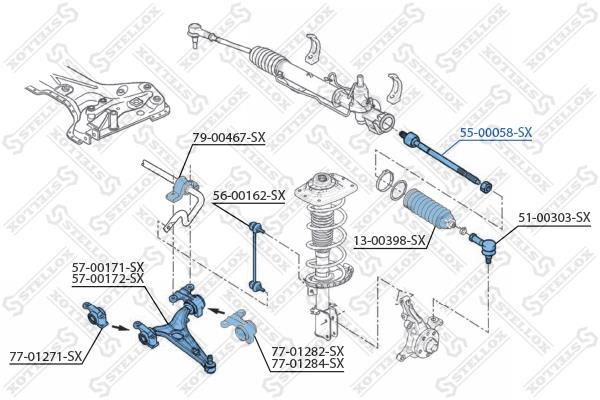 Stellox 55-00058-SX Inner Tie Rod 5500058SX: Buy near me in Poland at 2407.PL - Good price!