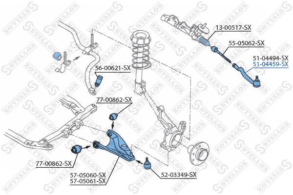 Stellox 51-04459-SX Tie rod end right 5104459SX: Buy near me in Poland at 2407.PL - Good price!