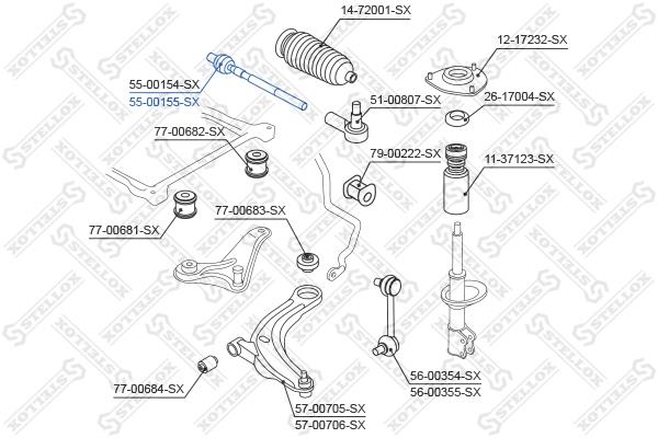 Stellox 55-00155-SX Left tie rod 5500155SX: Buy near me at 2407.PL in Poland at an Affordable price!