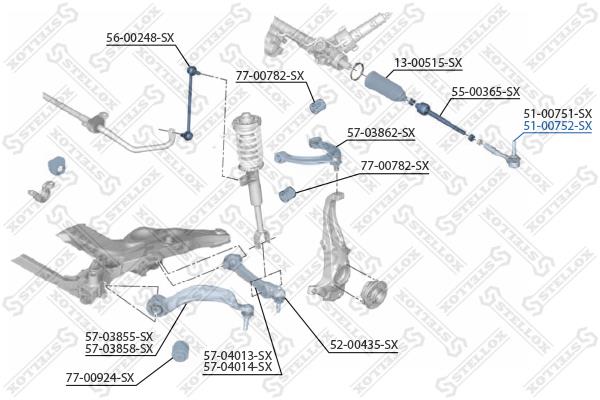 Stellox 51-00752-SX Наконечник рулевой тяги правый 5100752SX: Отличная цена - Купить в Польше на 2407.PL!
