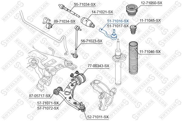 Stellox 51-71016-SX Tie rod end left 5171016SX: Buy near me in Poland at 2407.PL - Good price!