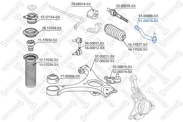 Stellox 51-00010-SX Tie rod end right 5100010SX: Buy near me in Poland at 2407.PL - Good price!