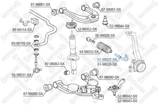 Stellox 51-98027-SX Tie rod end right 5198027SX: Buy near me in Poland at 2407.PL - Good price!