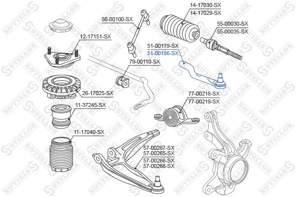 Stellox 51-00186-SX Tie rod end right 5100186SX: Buy near me in Poland at 2407.PL - Good price!