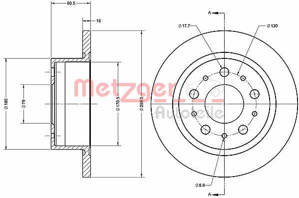 Metzger 6110647 Rear brake disc, non-ventilated 6110647: Buy near me in Poland at 2407.PL - Good price!