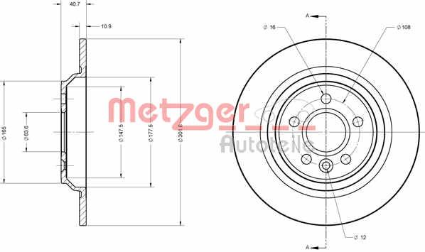 Metzger 6110728 Диск гальмівний задній невентильований 6110728: Приваблива ціна - Купити у Польщі на 2407.PL!