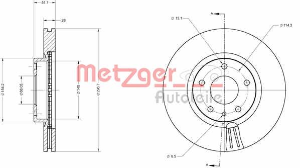 Metzger 6110730 Front brake disc ventilated 6110730: Buy near me at 2407.PL in Poland at an Affordable price!