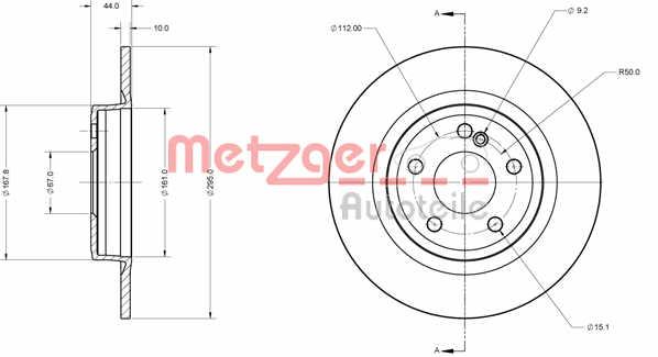 Metzger 6110732 Rear brake disc, non-ventilated 6110732: Buy near me in Poland at 2407.PL - Good price!