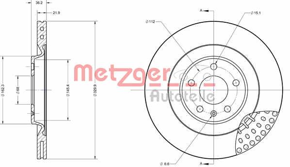 Metzger 6110736 Front brake disc ventilated 6110736: Buy near me in Poland at 2407.PL - Good price!