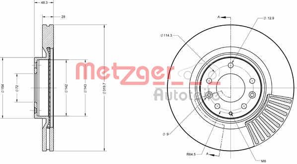 Metzger 6110737 Тормозной диск передний вентилируемый 6110737: Отличная цена - Купить в Польше на 2407.PL!
