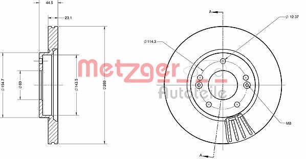 Metzger 6110738 Тормозной диск передний вентилируемый 6110738: Отличная цена - Купить в Польше на 2407.PL!