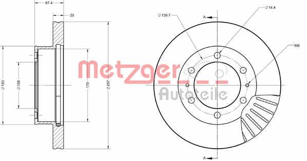 Metzger 6110739 Front brake disc ventilated 6110739: Buy near me in Poland at 2407.PL - Good price!