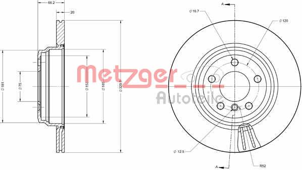 Metzger 6110742 Rear ventilated brake disc 6110742: Buy near me in Poland at 2407.PL - Good price!