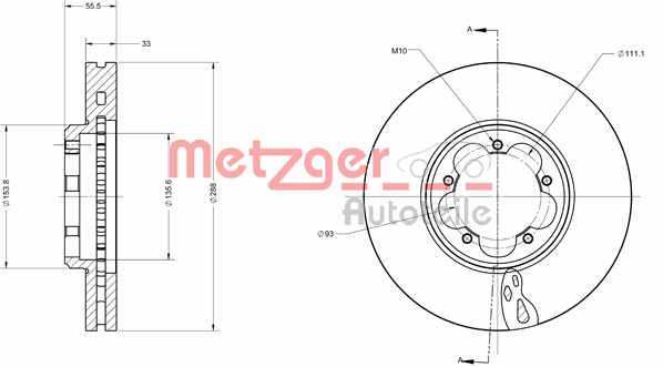 Metzger 6110745 Front brake disc ventilated 6110745: Buy near me in Poland at 2407.PL - Good price!