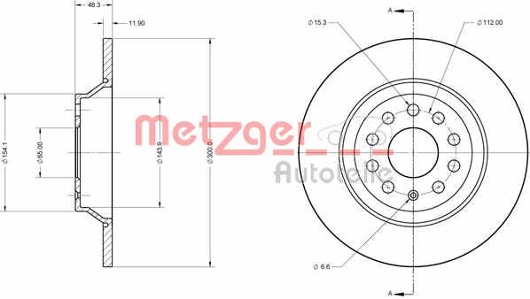 Metzger 6110747 Rear brake disc, non-ventilated 6110747: Buy near me in Poland at 2407.PL - Good price!