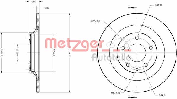 Metzger 6110749 Тормозной диск задний невентилируемый 6110749: Отличная цена - Купить в Польше на 2407.PL!