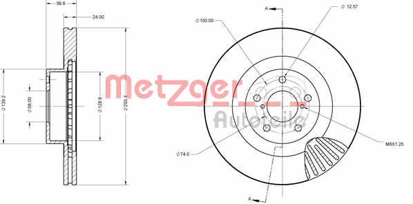 Metzger 6110750 Front brake disc ventilated 6110750: Buy near me at 2407.PL in Poland at an Affordable price!