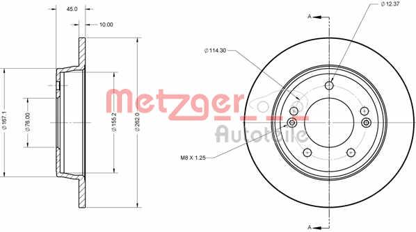 Metzger 6110751 Rear brake disc, non-ventilated 6110751: Buy near me in Poland at 2407.PL - Good price!