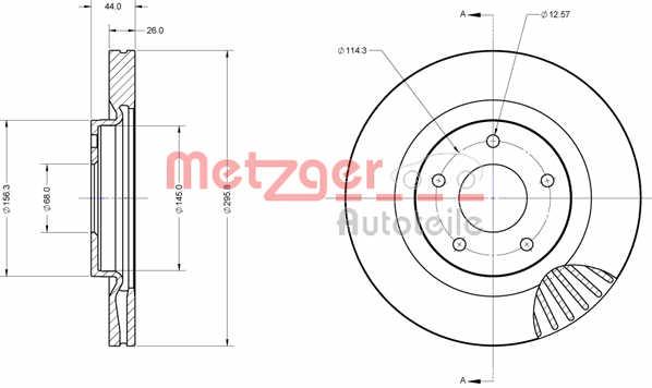 Metzger 6110753 Тормозной диск передний вентилируемый 6110753: Отличная цена - Купить в Польше на 2407.PL!