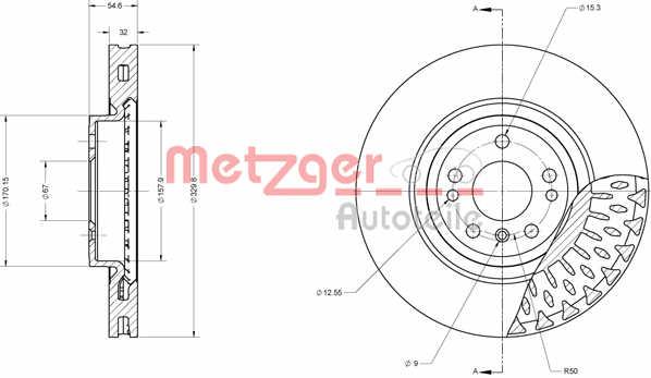 Metzger 6110757 Тормозной диск передний вентилируемый 6110757: Отличная цена - Купить в Польше на 2407.PL!