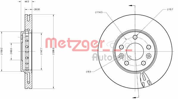 Metzger 6110760 Тормозной диск передний вентилируемый 6110760: Отличная цена - Купить в Польше на 2407.PL!