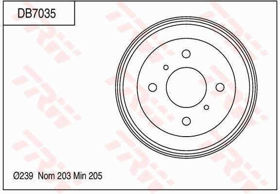 TRW DB7035 Rear brake drum DB7035: Buy near me in Poland at 2407.PL - Good price!