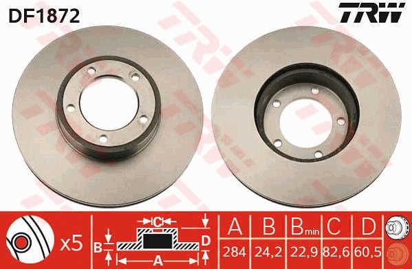 TRW DF1872 Front brake disc ventilated DF1872: Buy near me at 2407.PL in Poland at an Affordable price!