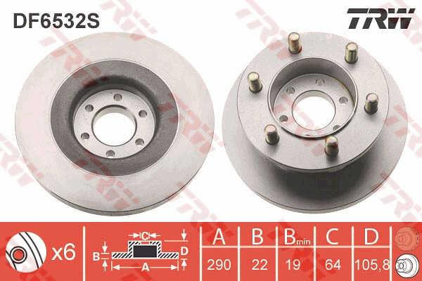 TRW DF6532S Unventilated front brake disc DF6532S: Buy near me in Poland at 2407.PL - Good price!