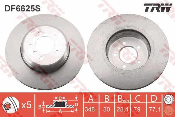 TRW DF6625S Front brake disc ventilated DF6625S: Buy near me in Poland at 2407.PL - Good price!