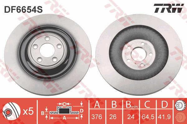 TRW DF6654S Тормозной диск задний вентилируемый DF6654S: Отличная цена - Купить в Польше на 2407.PL!