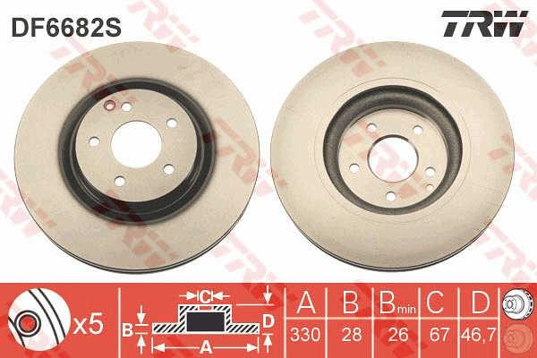 TRW DF6682S Front brake disc ventilated DF6682S: Buy near me in Poland at 2407.PL - Good price!