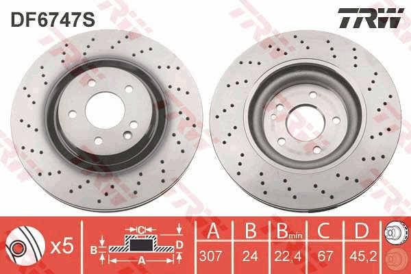 TRW DF6747S Front brake disc ventilated DF6747S: Buy near me in Poland at 2407.PL - Good price!