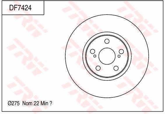 TRW DF7424 Front brake disc ventilated DF7424: Buy near me in Poland at 2407.PL - Good price!