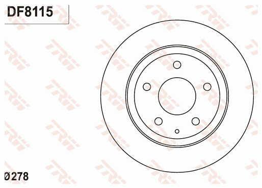 TRW DF8115 Rear brake disc, non-ventilated DF8115: Buy near me in Poland at 2407.PL - Good price!