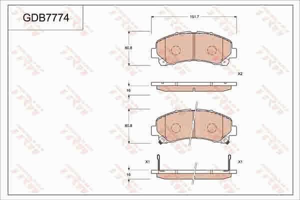 TRW GDB7774 TRW COTEC disc brake pads, set GDB7774: Buy near me in Poland at 2407.PL - Good price!