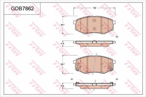 TRW GDB7862 TRW COTEC disc brake pads, set GDB7862: Buy near me in Poland at 2407.PL - Good price!