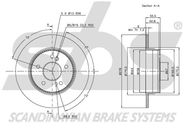 SBS 1815313326 Rear brake disc, non-ventilated 1815313326: Buy near me in Poland at 2407.PL - Good price!