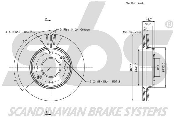 SBS 1815313410 Front brake disc ventilated 1815313410: Buy near me in Poland at 2407.PL - Good price!