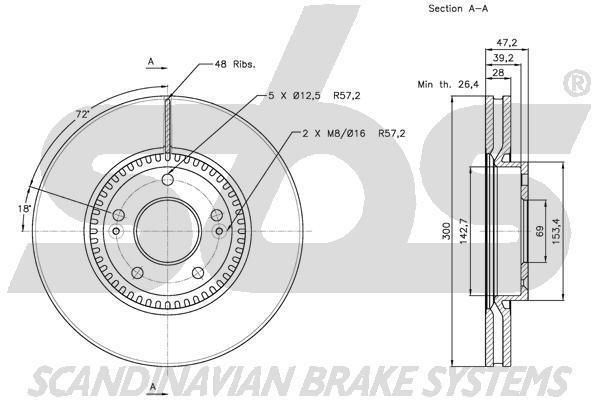 SBS 1815313422 Front brake disc ventilated 1815313422: Buy near me in Poland at 2407.PL - Good price!