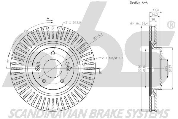 SBS 1815313443 Front brake disc ventilated 1815313443: Buy near me in Poland at 2407.PL - Good price!