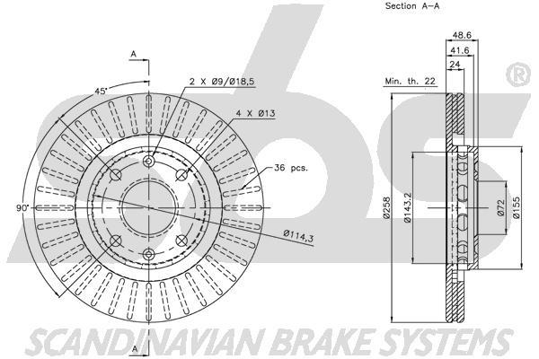 SBS 1815313502 Front brake disc ventilated 1815313502: Buy near me in Poland at 2407.PL - Good price!