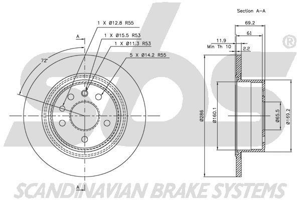 SBS 1815313621 Rear brake disc, non-ventilated 1815313621: Buy near me in Poland at 2407.PL - Good price!