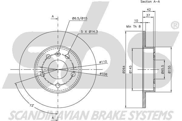 SBS 1815313631 Rear brake disc, non-ventilated 1815313631: Buy near me in Poland at 2407.PL - Good price!