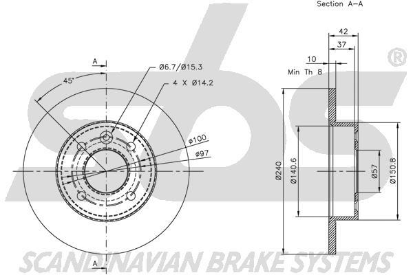 SBS 1815313633 Rear brake disc, non-ventilated 1815313633: Buy near me in Poland at 2407.PL - Good price!