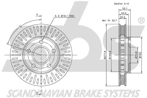 SBS 1815313634 Front brake disc ventilated 1815313634: Buy near me in Poland at 2407.PL - Good price!
