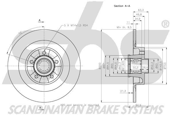 SBS 1815313962 Rear brake disc, non-ventilated 1815313962: Buy near me in Poland at 2407.PL - Good price!